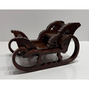 Dark Brown Sleigh holiday decoration candy dish card holder display decor